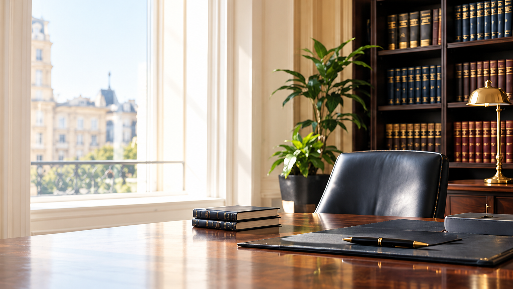 Ambiente di studio con libreria